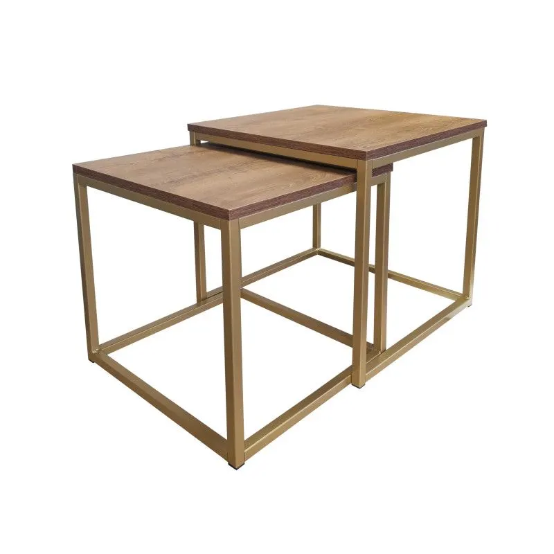 Stolik kawowy 2w1 CUBE orzech/złoty metalowy I sklep meblowy MIRAT. styl LOFT