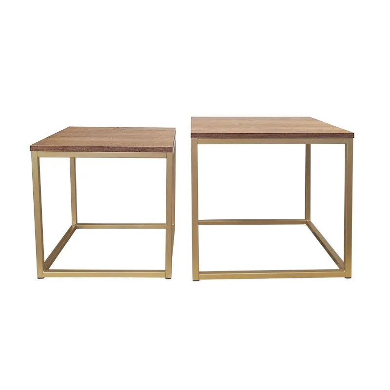 Stolik kawowy 2w1 CUBE orzech/złoty metalowy I sklep meblowy MIRAT. styl LOFT