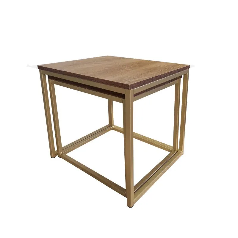 Stolik kawowy 2w1 CUBE orzech/złoty metalowy I sklep meblowy MIRAT. styl LOFT