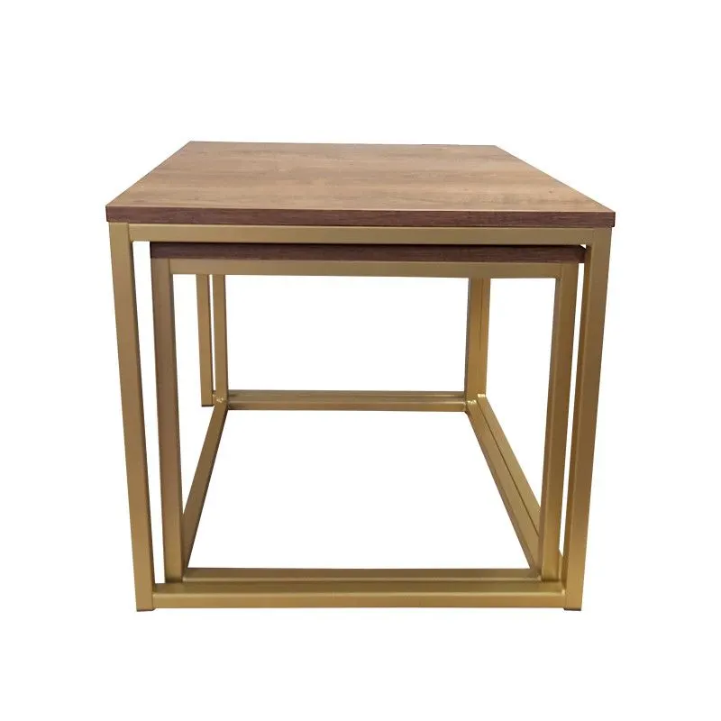 Stolik kawowy 2w1 CUBE orzech/złoty metalowy I sklep meblowy MIRAT. styl LOFT