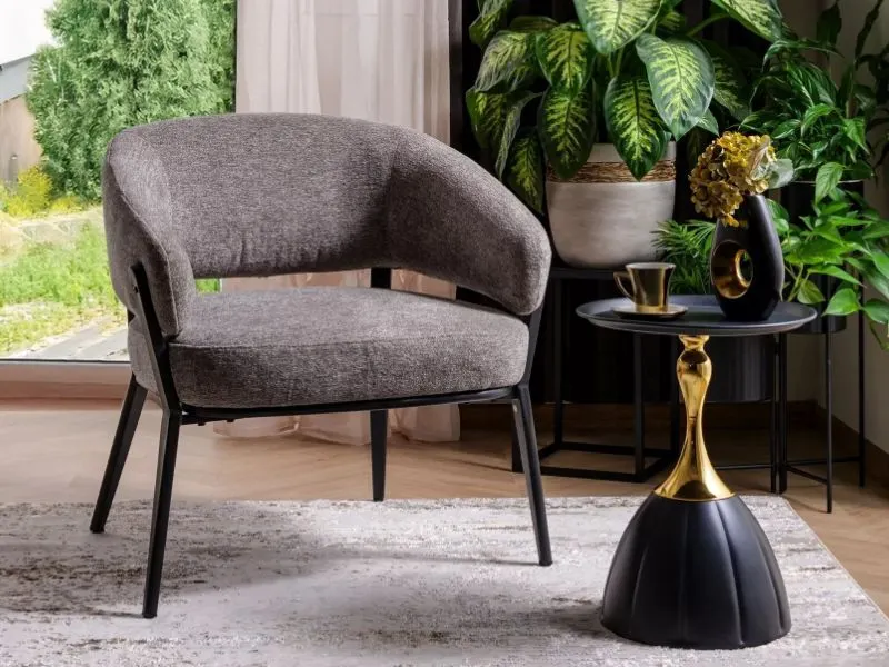 Stolik kawowy glamour Piana 38 cm czarno-złoty | MIRAT styl GLAMOUR