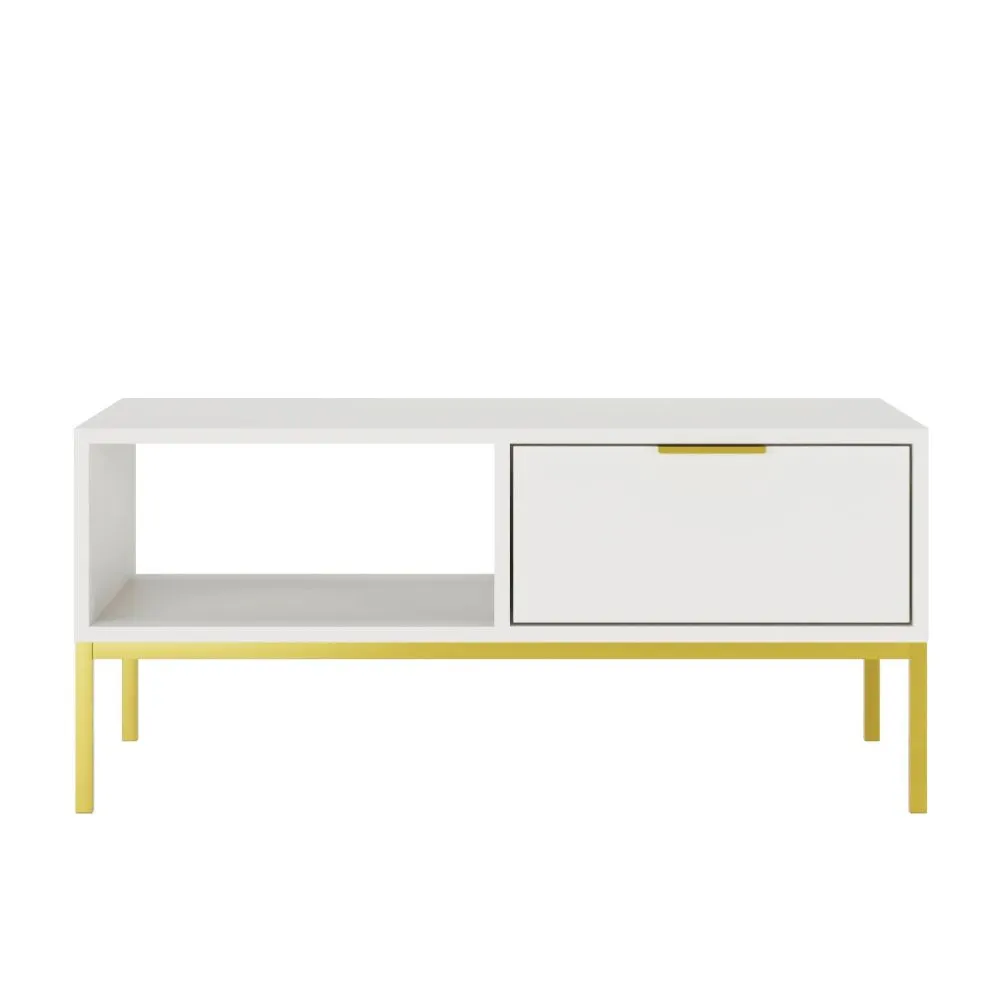 Stolik kawowy AUSTIN 100x60 biały/złoty do salonu w stylu glamour I sklep meblowy MIRAT. styl GLAMOUR