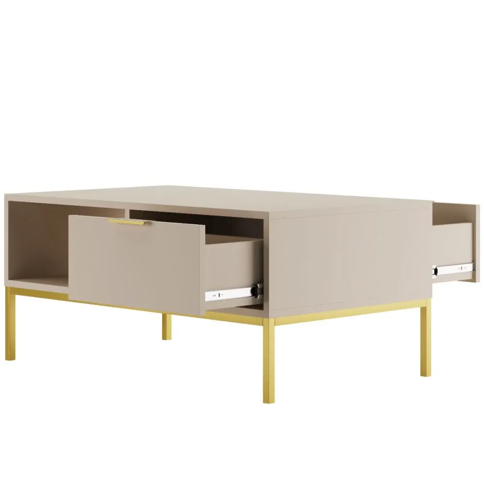 Stolik kawowy AUSTIN 100x60 kaszmir/złoty polskiej produkcji I sklep meblowy MIRAT. styl GLAMOUR