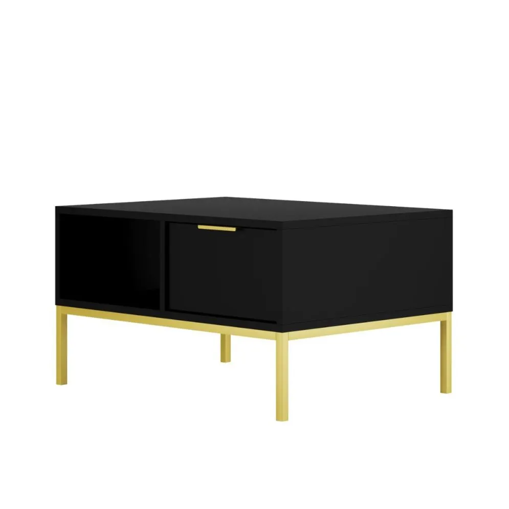 Stolik kawowy AUSTIN 80x60 czarny/złoty z półką w stylu glamour I sklep meblowy MIRAT. styl GLAMOUR