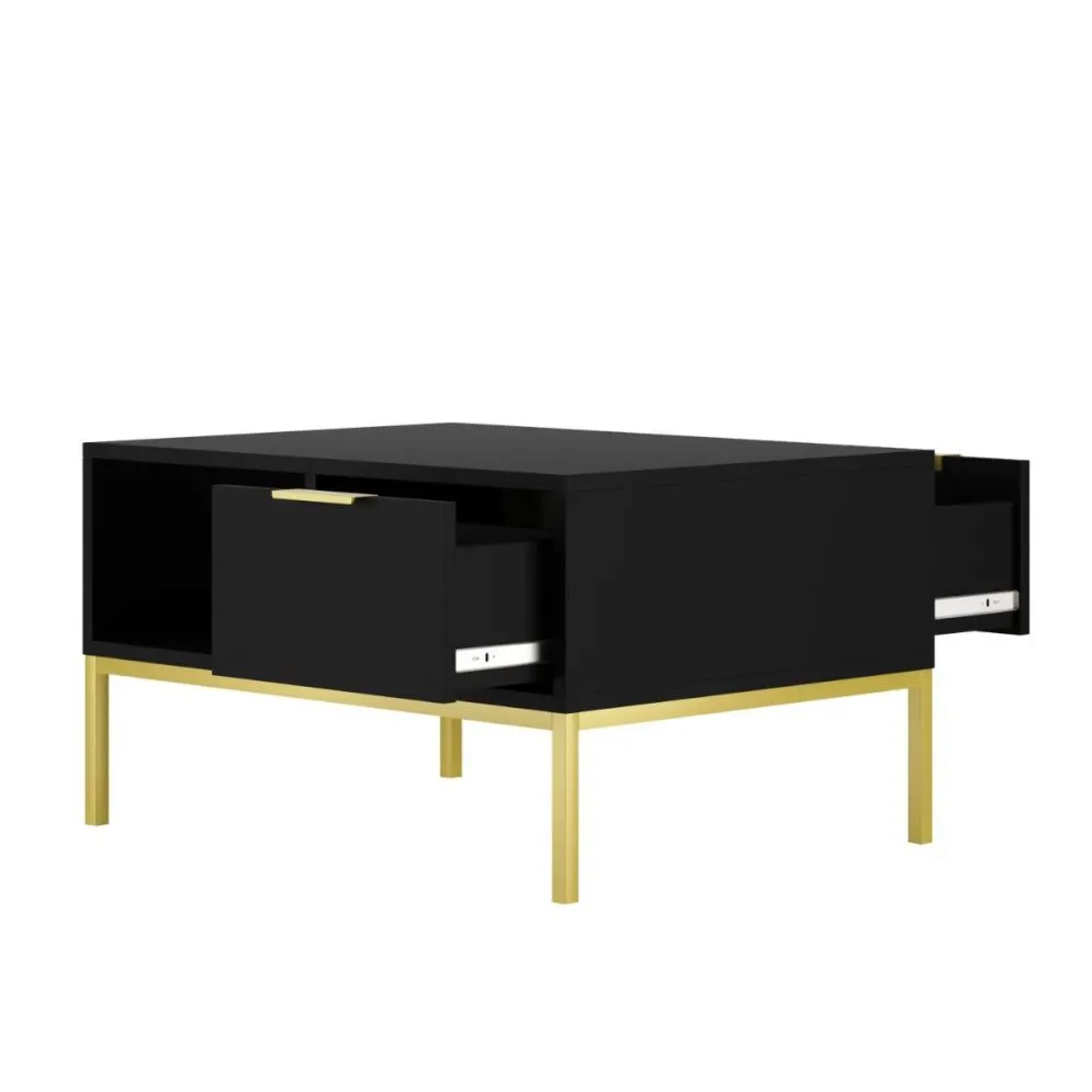 Stolik kawowy AUSTIN 80x60 czarny/złoty z półką w stylu glamour I sklep meblowy MIRAT. styl GLAMOUR