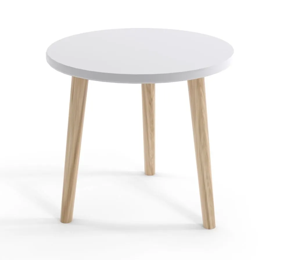 Stolik LEBEL 60x60 biały mat na drewnianych nogach | MIRAT. w stylu SKANDYNAWSKI kolekcja LEBEL