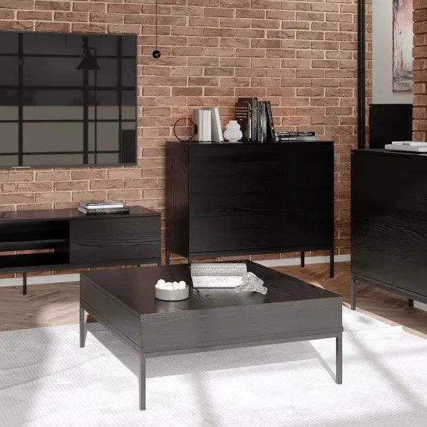 Stolik kawowy KRON 90x90 czarny dąb w stylu loftowym I sklep meblowy MIRAT. styl LOFT kolekcja KRON