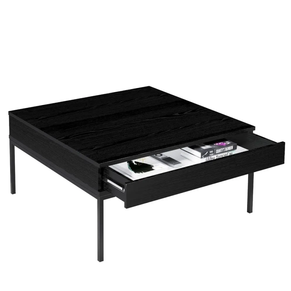 Stolik kawowy KRON 90x90 czarny dąb w stylu loftowym I sklep meblowy MIRAT. styl LOFT kolekcja KRON