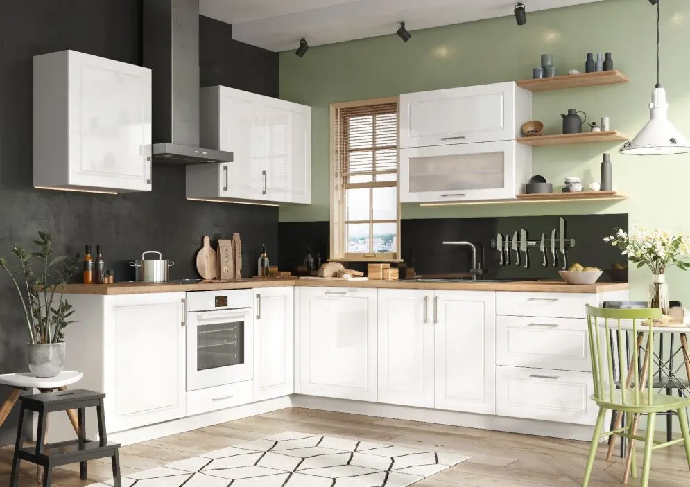 Szafka kuchenna narożna 60 NATALIA WR P/L biała z półkami | MIRAT. w stylu  kolekcja NATALIA