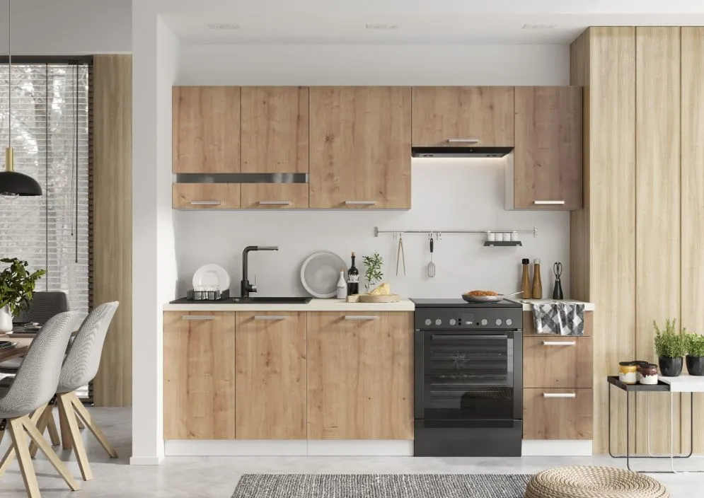 Szafka kuchenna stojąca 60 BONO D60 SŁ P/L 2FR dąb wotan I sklep meblowy MIRAT.