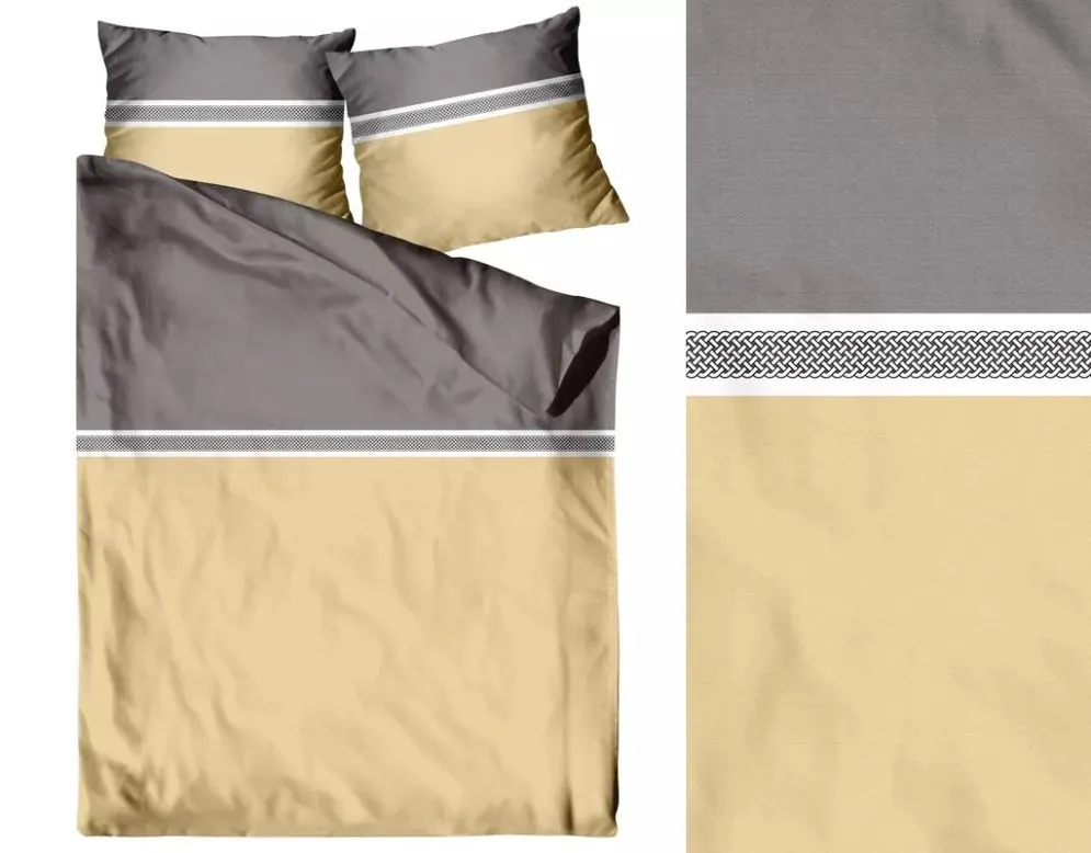 Pościel Satynowa AMBER 160X200 żółta bawełniana I sklep meblowy MIRAT.