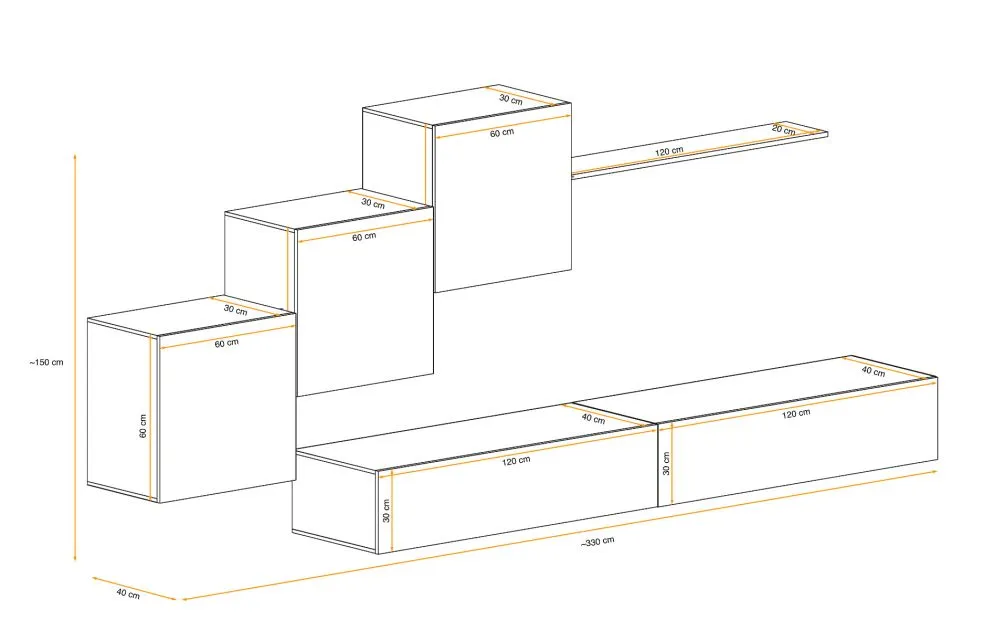 Meblościanka SWITCH LAMEL X szara/dąb wotan wisząca I sklep meblowy MIRAT. styl RYFLOWANY