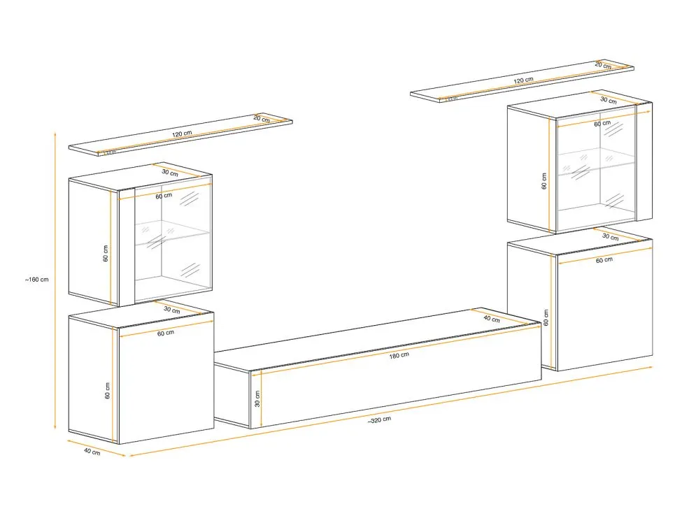 Meblościanka SWITCH LAMEL XIV czarna/dąb wotan loftowa I sklep meblowy MIRAT. styl RYFLOWANY