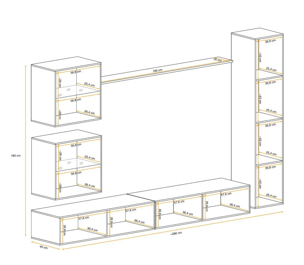 Meblościanka SWITCH LAMEL XVIII czarna/dąb wotan loftowa I sklep meblowy MIRAT. styl RYFLOWANY