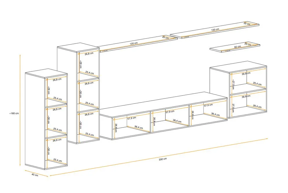 Meblościanka SWITCH LAMEL I dąb wotan/szara ryflowane fronty I sklep meblowy MIRAT. styl RYFLOWANY