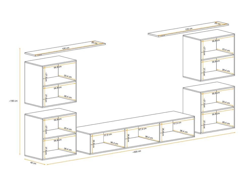 Meblościanka SWITCH LAMEL IV czarna/dąb wotan z frezowanymi frontami I sklep meblowy MIRAT. styl RYFLOWANY