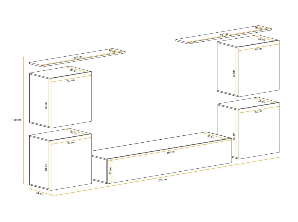 Meblościanka SWITCH LAMEL IV dąb wotan/biała wisząca I sklep meblowy MIRAT. styl RYFLOWANY