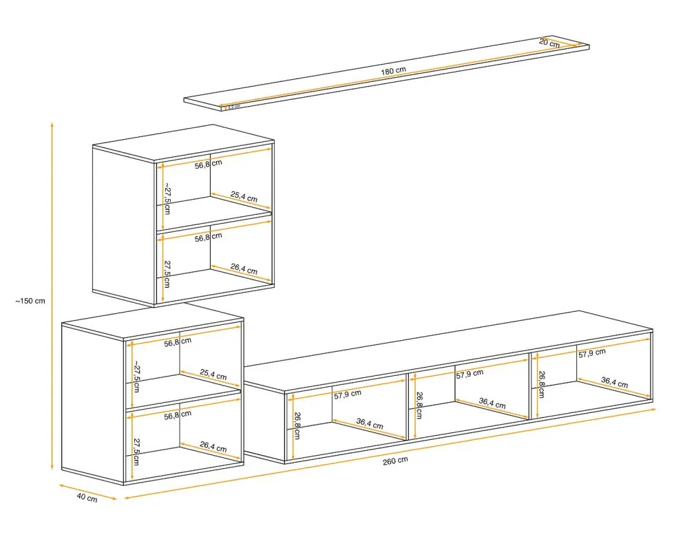 Meblościanka SWITCH LAMEL V dąb wotan z ryflowanymi frontami I sklep meblowy MIRAT. styl RYFLOWANY