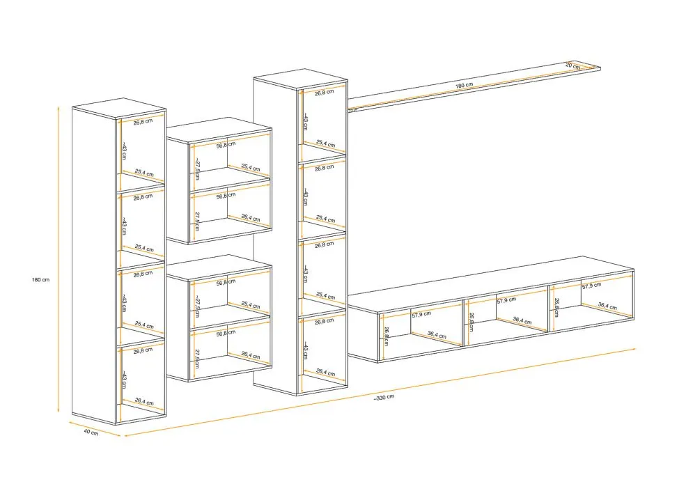 Meblościanka SWITCH VI wisząca z elemntów modułowych | MIRAT.  kolekcja SWITCH
