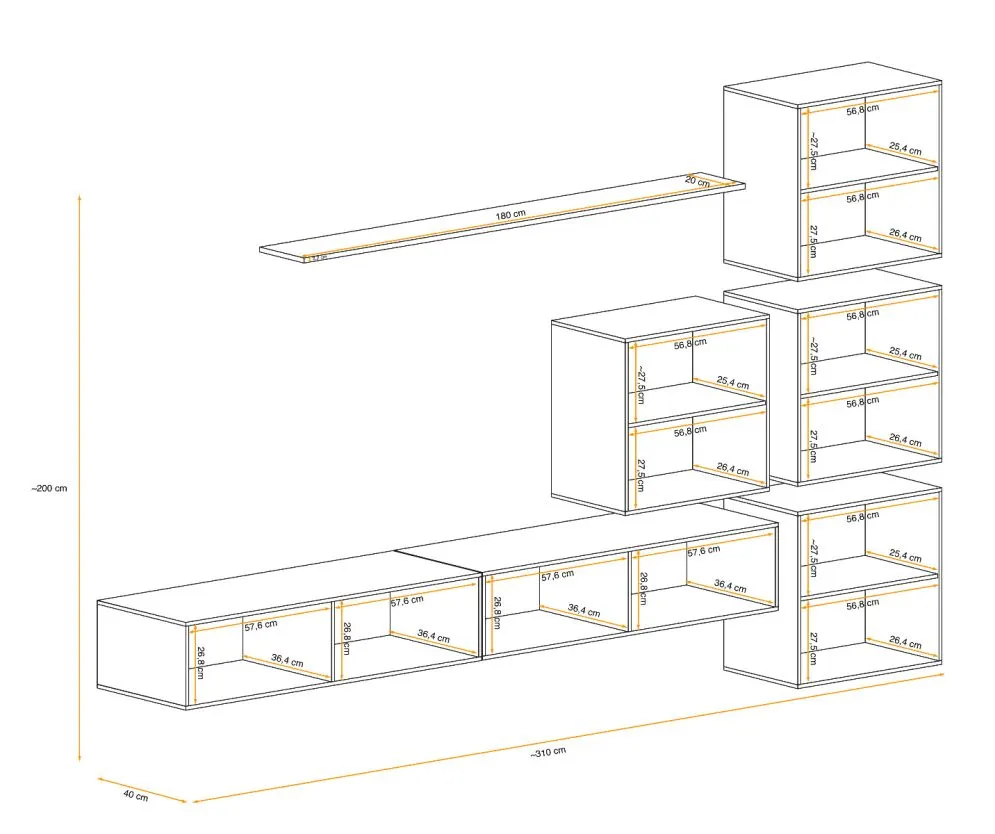 Meblościanka SWITCH LAMEL IX dąb wotan/szara RTV I sklep meblowy MIRAT. styl RYFLOWANY