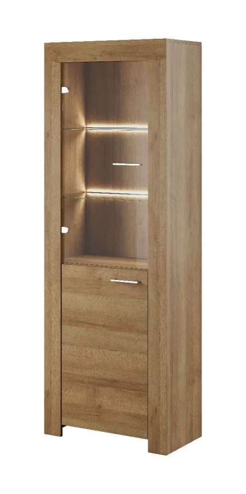 Witryna wysoka BROKON dąb riviera z oświetleniem | MIRAT. w stylu  kolekcja BROKON