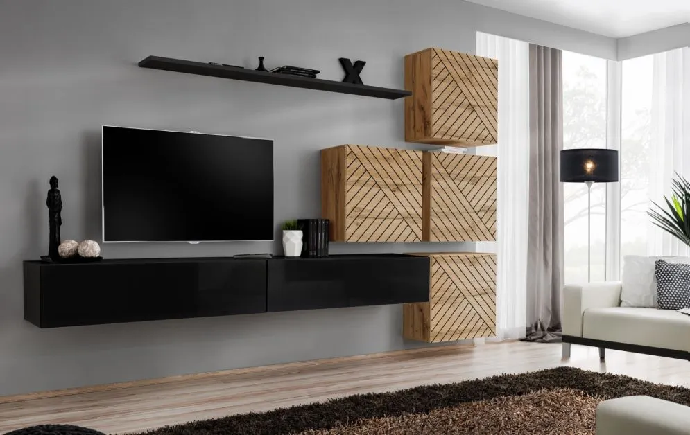 Szafka RTV2 SWITCH czarny połysk 120 cm I sklep meblowy MIRAT. styl LOFT kolekcja SWITCH