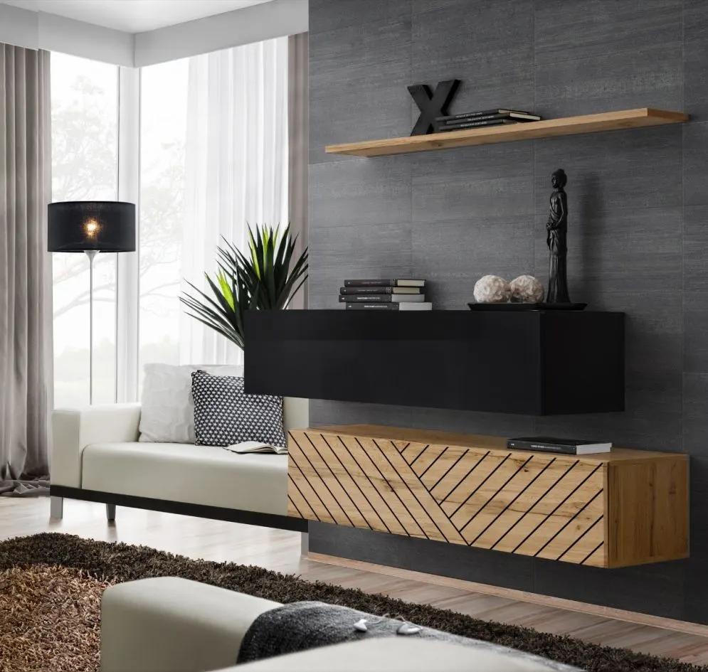 Szafka RTV2 SWITCH czarny połysk 120 cm I sklep meblowy MIRAT. styl LOFT kolekcja SWITCH