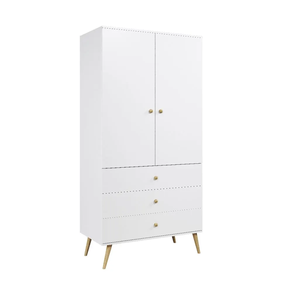 Szafa LEBEL 3 100 biała mat z drążkiem I sklep meblowy MIRAT. styl SKANDYNAWSKI kolekcja LEBEL