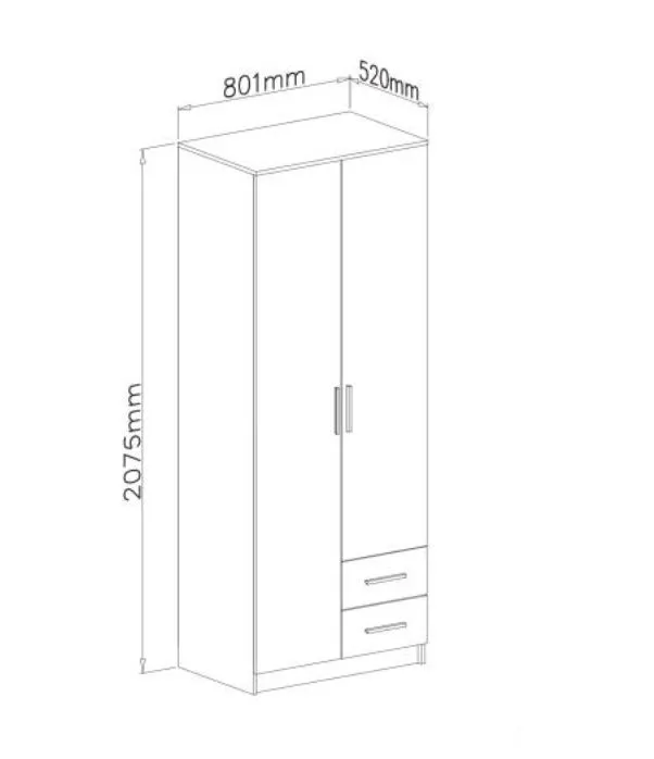 Szafa dwudrzwiowa LIMA S-2 80cm dąb sonoma z półkami I sklep meblowy MIRAT. styl SKANDYNAWSKI kolekcja LIMA