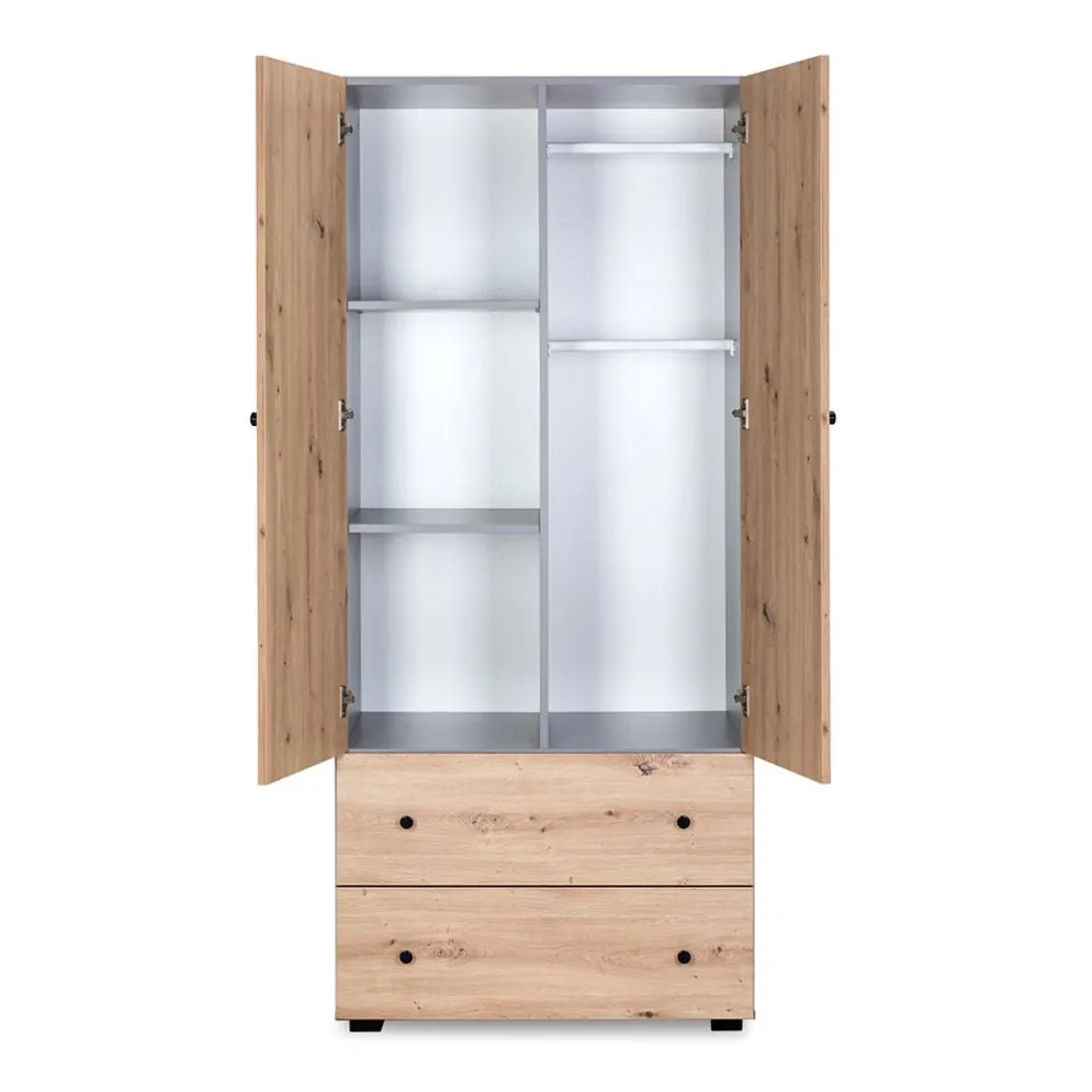 Szafa PAULINE grafitowa/dąb z dwoma szufladami I sklep meblowy MIRAT. kolekcja PAULINE