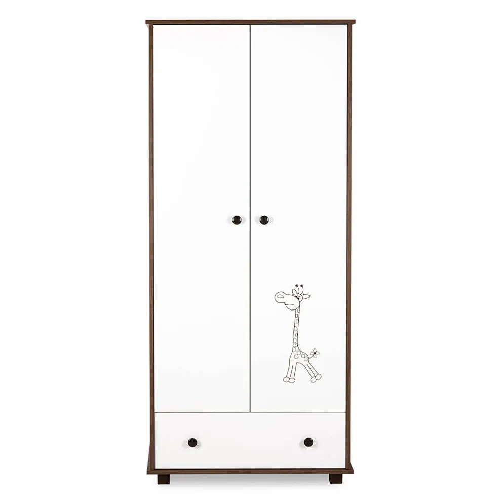 Szafa SAFARI ŻYRAFKA biała/orzech do pokoju dziecięcego I sklep meblowy MIRAT.  kolekcja SAFARI ŻYRAFKA
