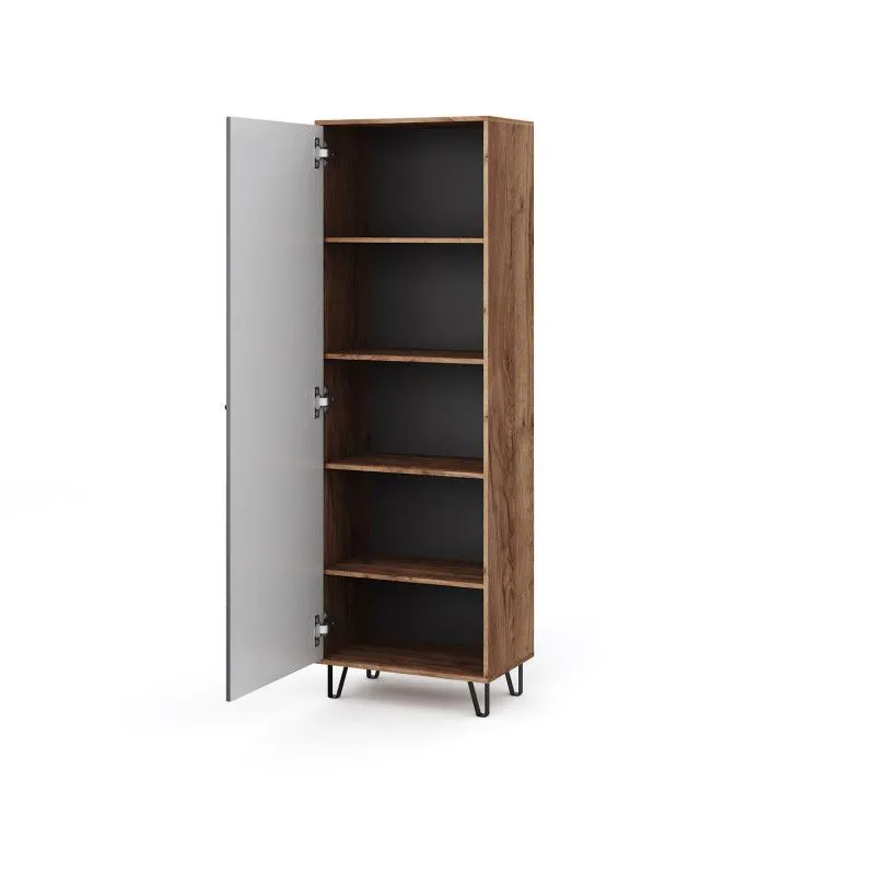 Szafa BILBAO 1D dąb craft tobacco/grafit mat do przedpokoju | sklep MIRAT styl LOFT, RYFLOWANY kolekcja BILBAO