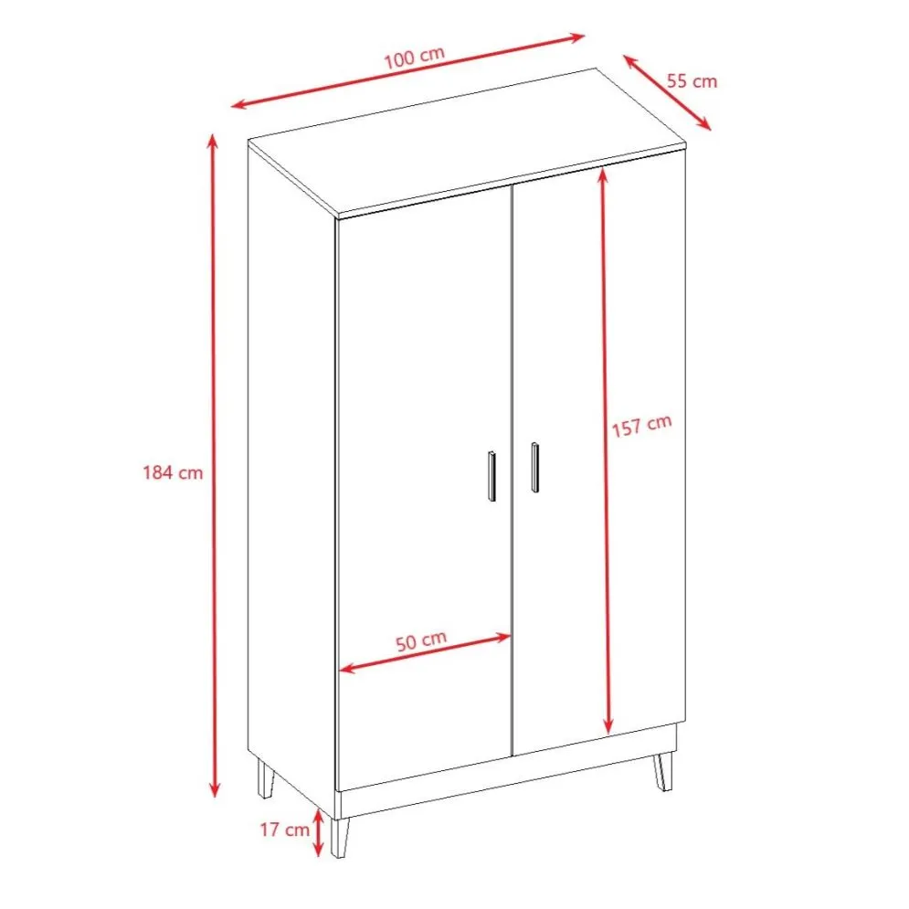 Szafa KUBI szara dwudrzwiowa dla dzieci | MIRAT. styl SKANDYNAWSKI kolekcja KUBI