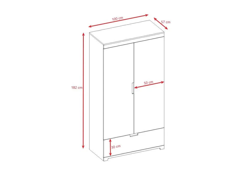 Szafa TOMI biała z szufladą dwudrzwiowa dla dzieci | MIRAT.