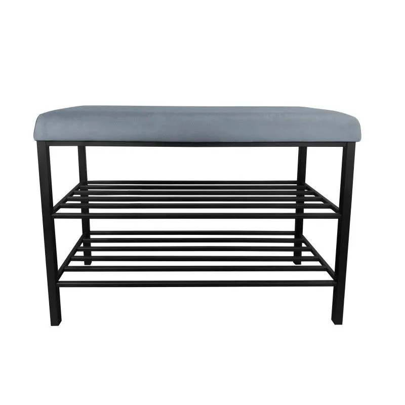 Stojak na buty z siedziskiem GAJA BL06 czarny/szary błękit do przedpokoju I sklep meblowy MIRAT. styl LOFT