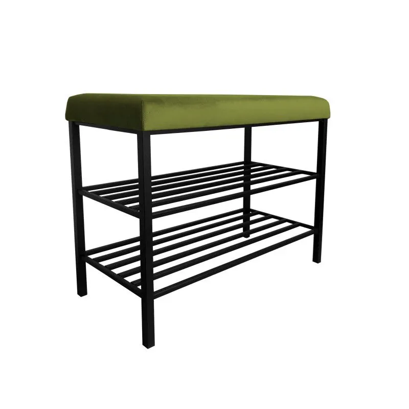 Stojak na buty z siedziskiem GAJA BL75 czarny/oliwkowy metalowy I sklep meblowy MIRAT. styl LOFT