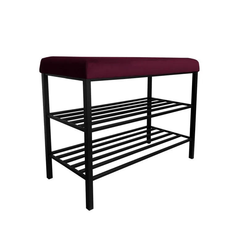 Stojak na buty z siedziskiem GAJA MG02 czarny/śliwkowy metalowy I sklep meblowy MIRAT. styl LOFT