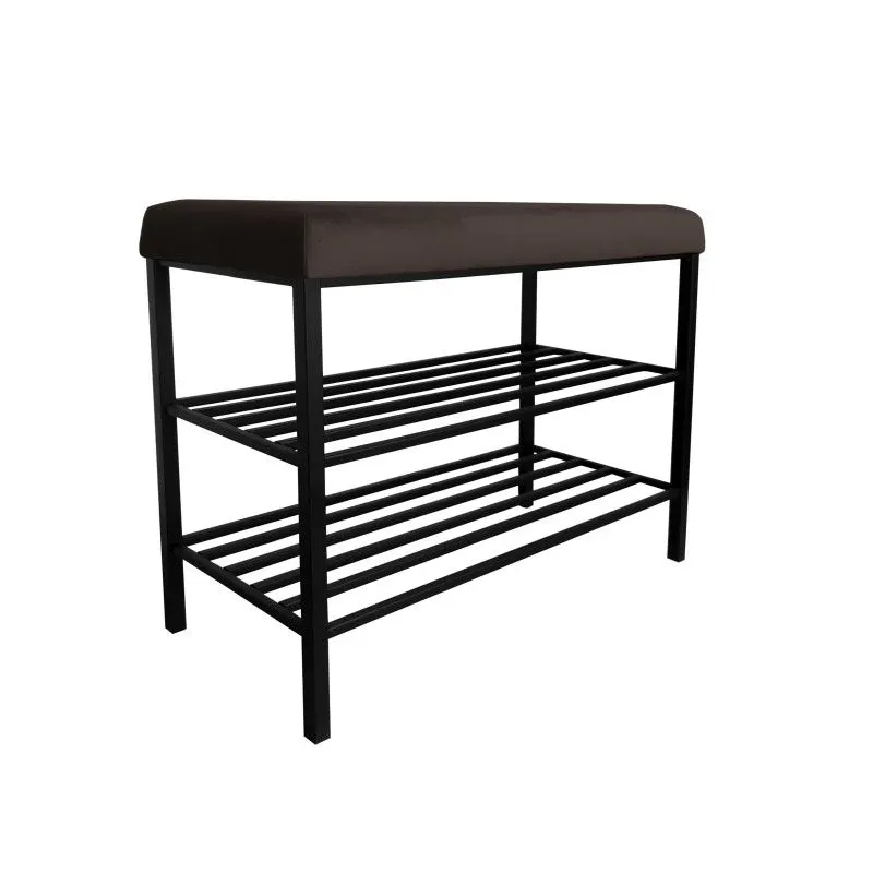 Stojak na buty z siedziskiem GAJA MG05 czarny/brąz metalowy I sklep meblowy metalowy MIRAT. styl LOFT