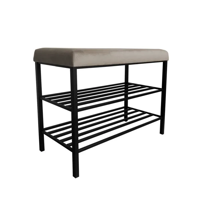 Stojak na buty z siedziskiem GAJA MG09 czarny/szarobeżowy metalowy I sklep meblowy MIRAT. styl LOFT