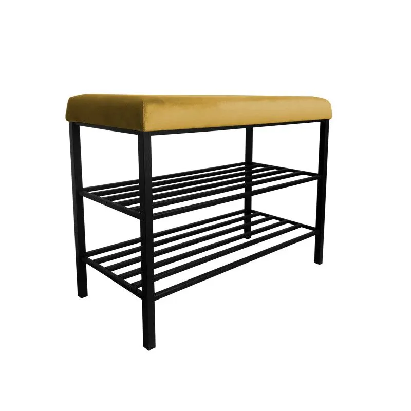 Stojak na buty z siedziskiem GAJA MG15 czarny/żółty metalowy I sklep meblowy MIRAT. styl LOFT