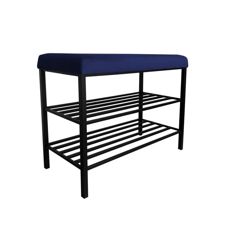 Stojak na buty z siedziskiem GAJA MG16 czarny/granatowy metalowy I sklep meblowy MIRAT. styl LOFT