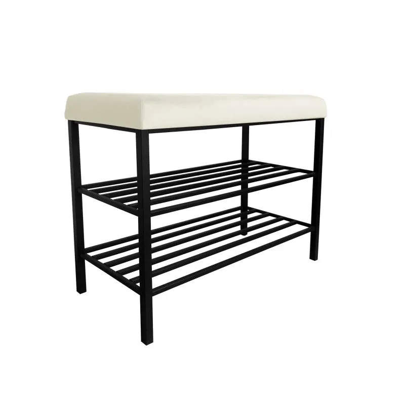 Stojak na buty z siedziskiem GAJA MG50 czarny/kremowy metalowy I sklep meblowy MIRAT. styl LOFT