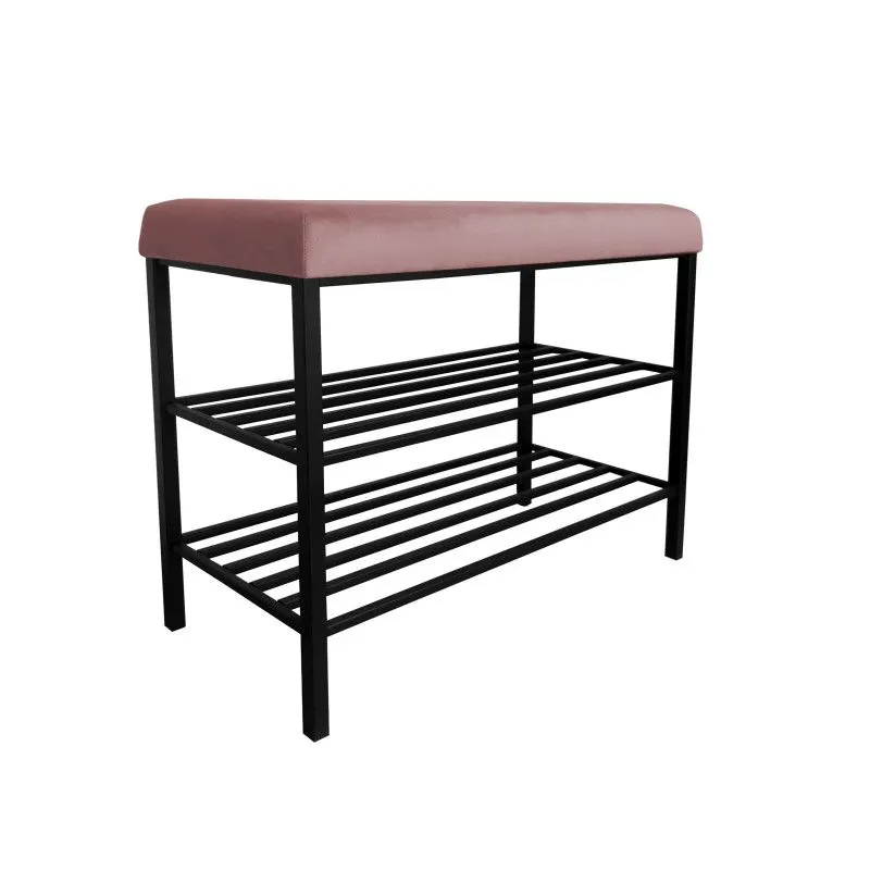 Stojak na buty z siedziskiem GAJA MG58 czarny/ciemny róż metalowy I sklep meblowy MIRAT. styl LOFT