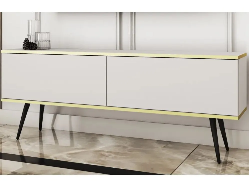 Szafka RTV KARL 135cm wisząca/stojąca biały mat glamour I sklep meblowy MIRAT. styl GLAMOUR