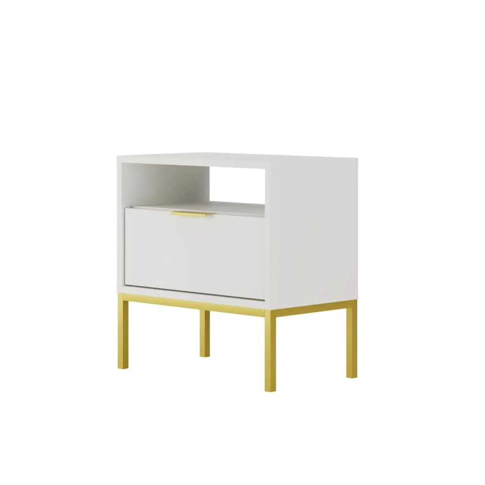 Szafka nocna AUSTIN biała/złota w stylu glamour I sklep meblowy MIRAT. styl GLAMOUR