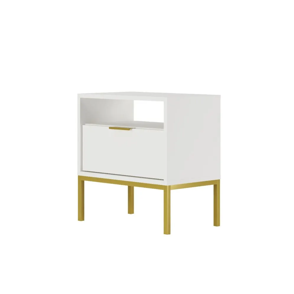 Szafka nocna AUSTIN biała/złota w stylu glamour I sklep meblowy MIRAT. styl GLAMOUR