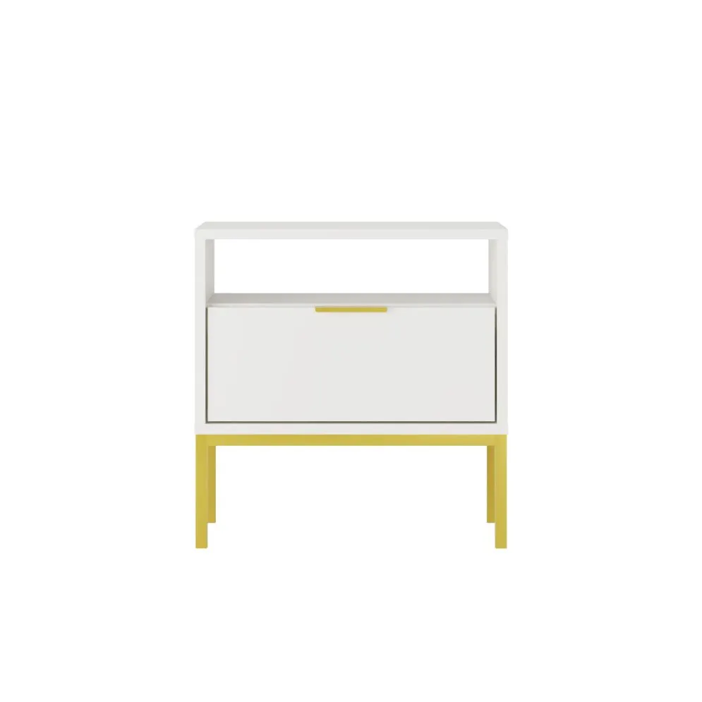Szafka nocna AUSTIN biała/złota w stylu glamour I sklep meblowy MIRAT. styl GLAMOUR