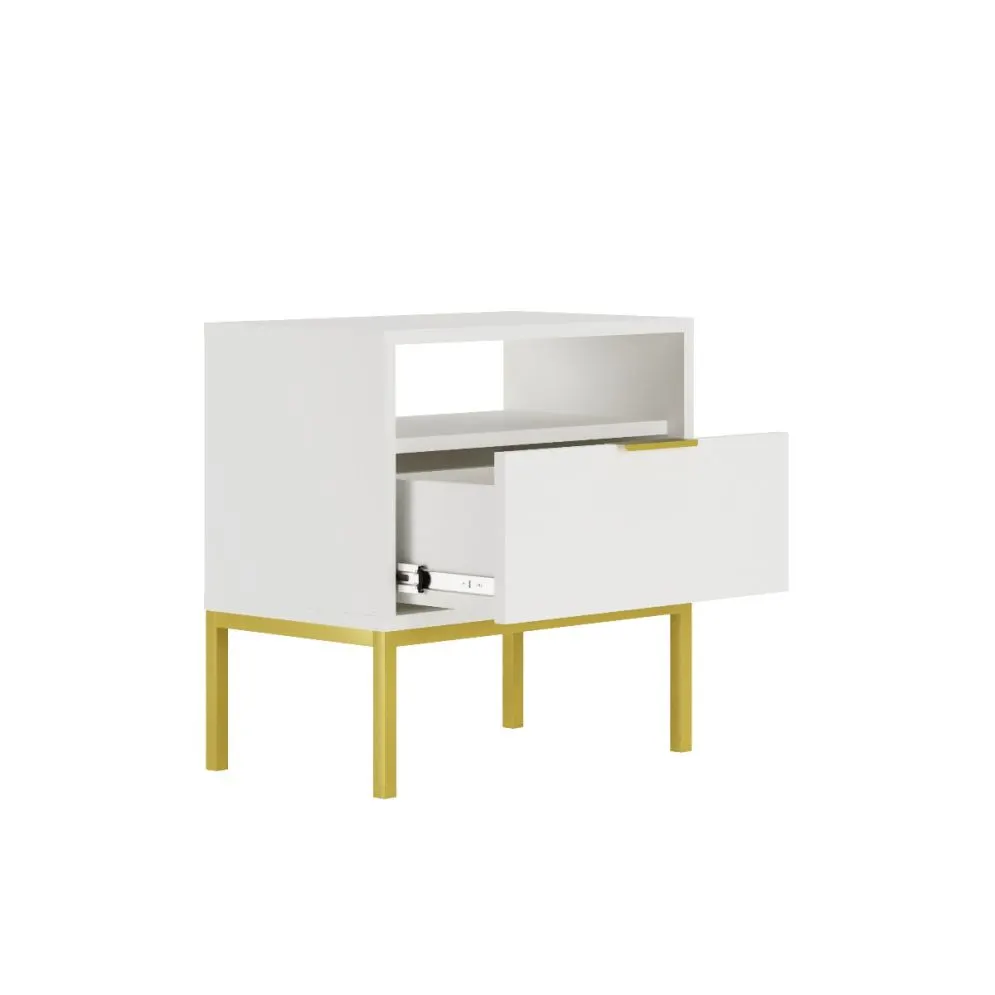 Szafka nocna AUSTIN biała/złota w stylu glamour I sklep meblowy MIRAT. styl GLAMOUR