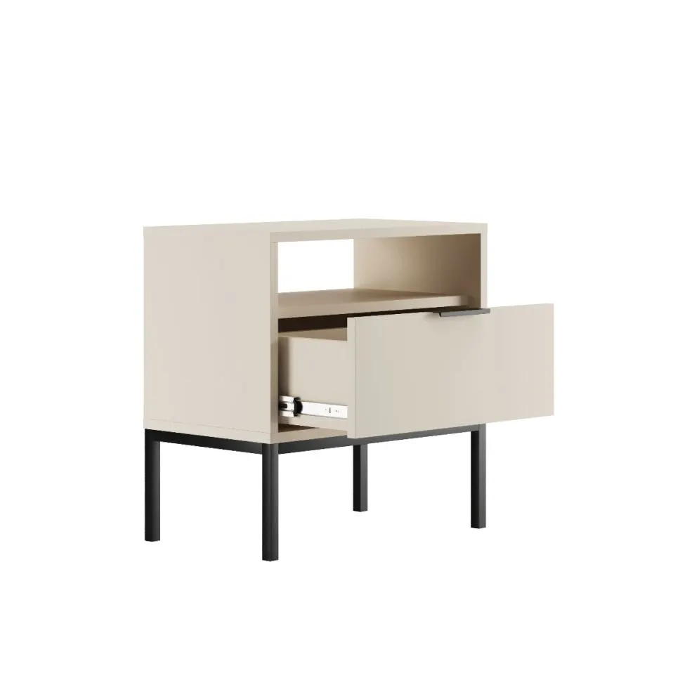 Szafka nocna AUSTIN kaszmir/czarna polskiej produkcji I sklep meblowy MIRAT. styl GLAMOUR