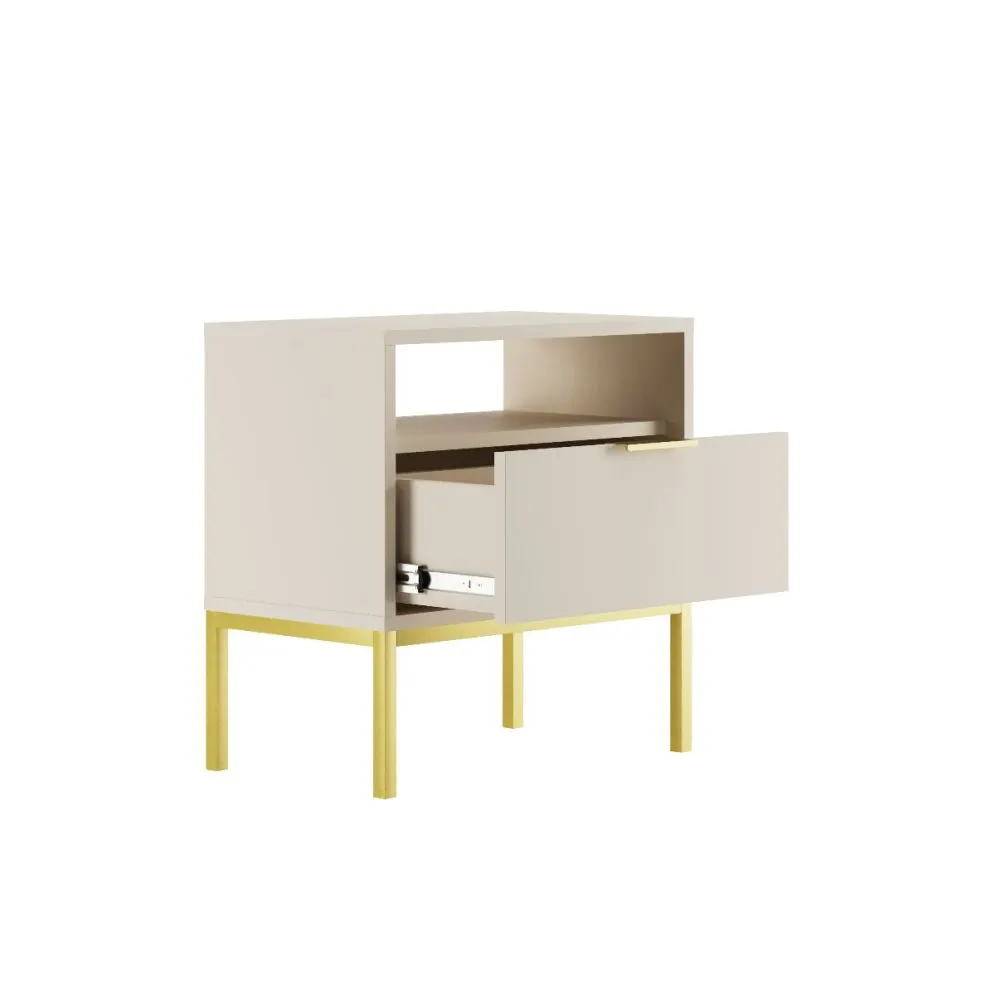 Szafka nocna AUSTIN kaszmir/złota na metalowych nogach I sklep meblowy MIRAT. styl GLAMOUR